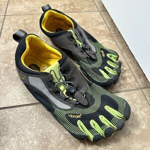 Vibram Black & Lime Green Toe Shoes